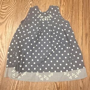 Blueberi Boulevard Navy Polka Dot Dress with Daisies